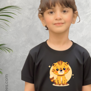 Black Half Sleeve Kid's Cotton T-Shirt