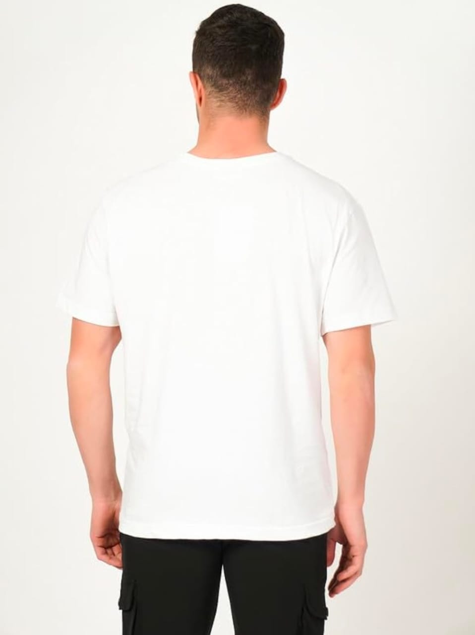 White Customized Half Sleeve Men's Cotton T-Shirt - Image 3