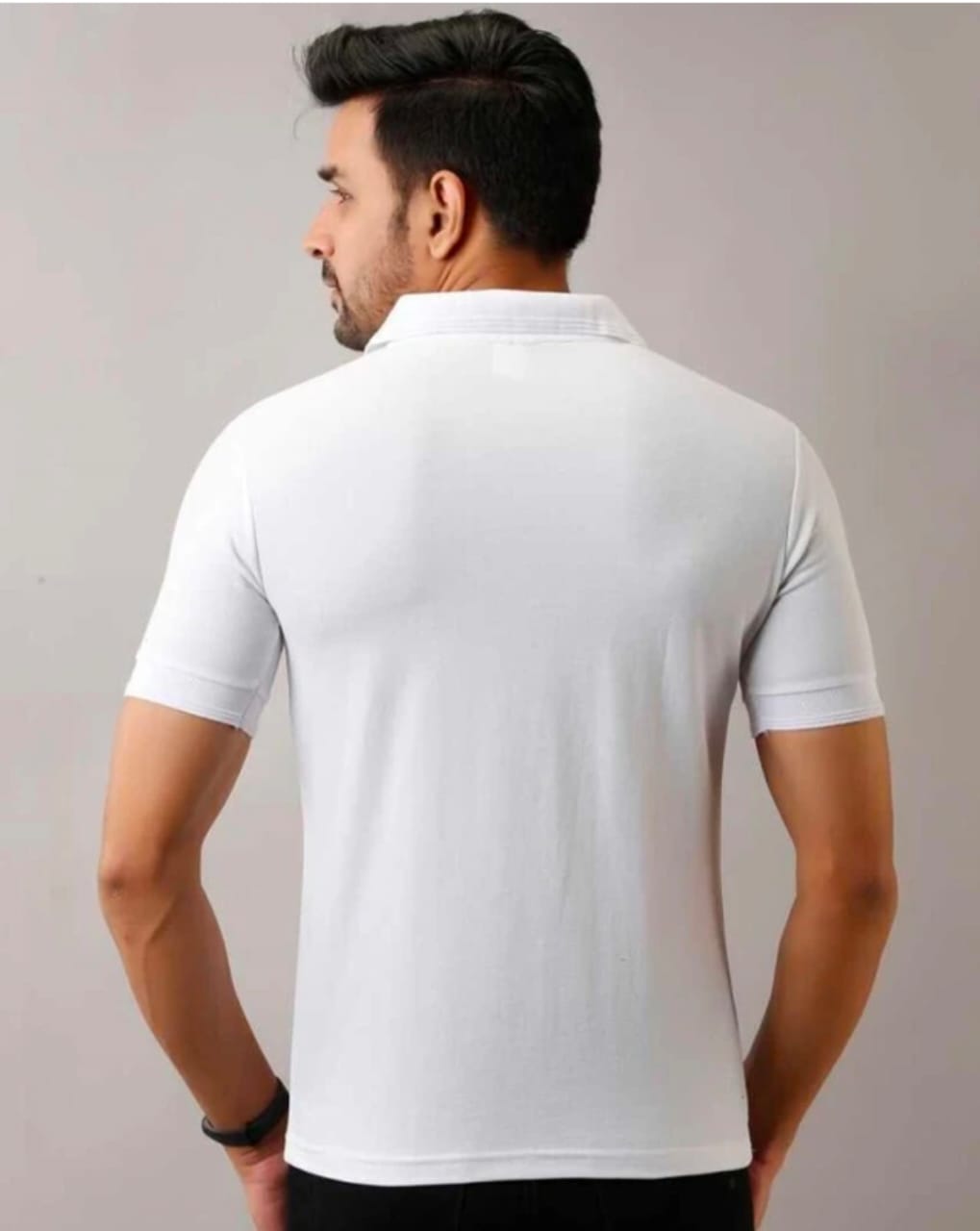 White Customized Half Sleeve Men's Cotton T-Shirt - Image 2