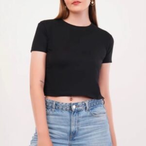 Black Customized Half Sleeve Women's Cotton T-Shirt