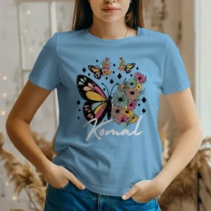Butterflies Printed Women’s Half Sleeves Cotton T-Shirt