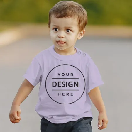 Lilac Customized Half Sleeve Infant Kid's Cotton T-Shirt (1-12 Months)