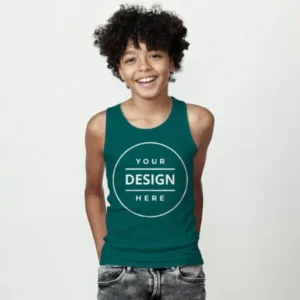 Teal Customized Kid's Cotton Vest Tank Top