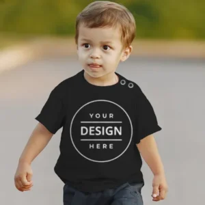 Black Customized Half Sleeve Infant Kid's Cotton T-Shirt (1-12 Months)